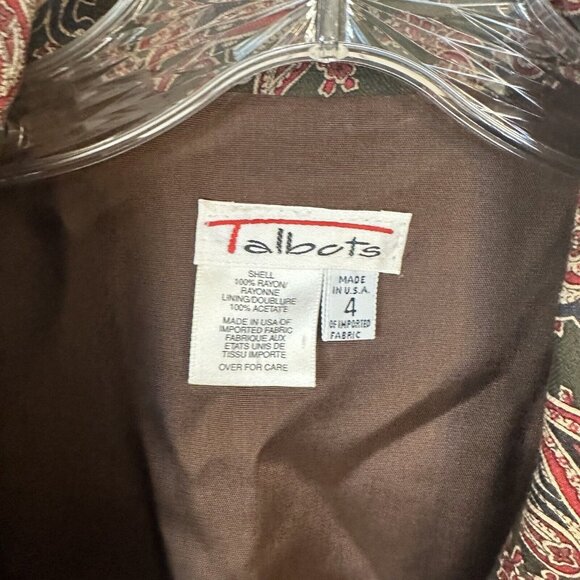 Talbots Petites Women's Blazer Size 4 Large Multicolor Paisley Rayon Vintage 90s - Picture 2 of 12